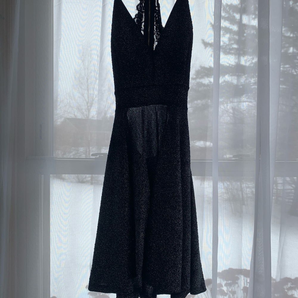 Navy blue glitter party dress